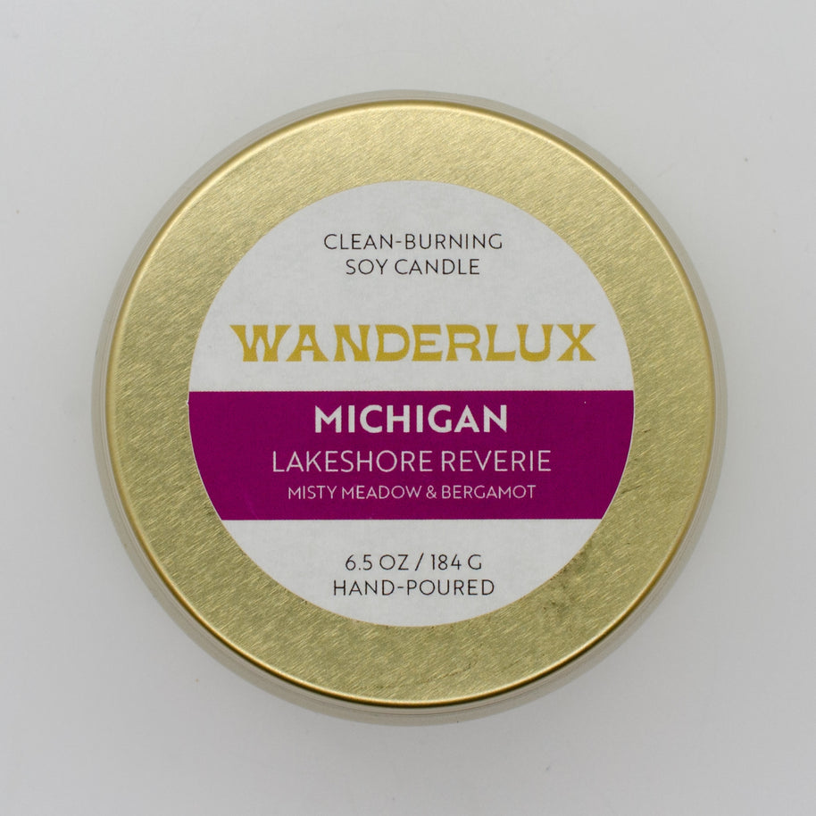 Wanderlux Michigan Lakeshore Reverie 6.5 Ounce Soy Candle