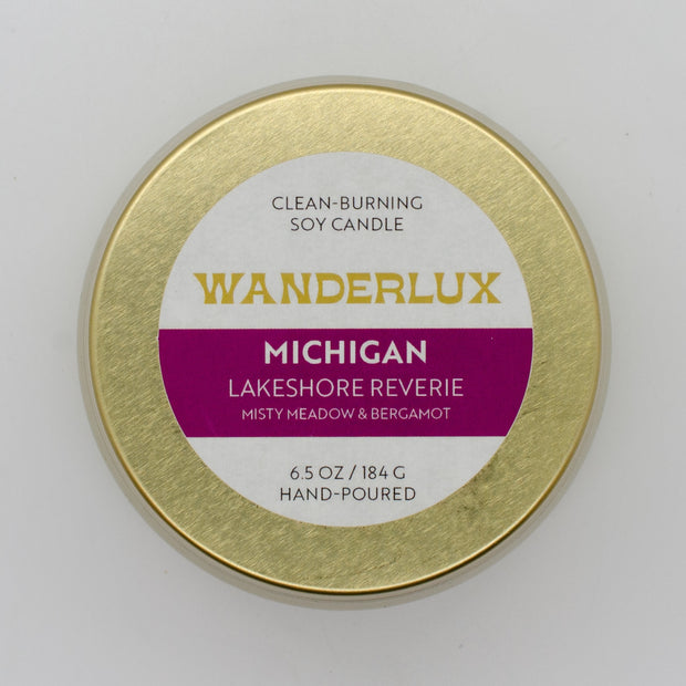 Wanderlux Michigan Lakeshore Reverie 6.5 Ounce Soy Candle