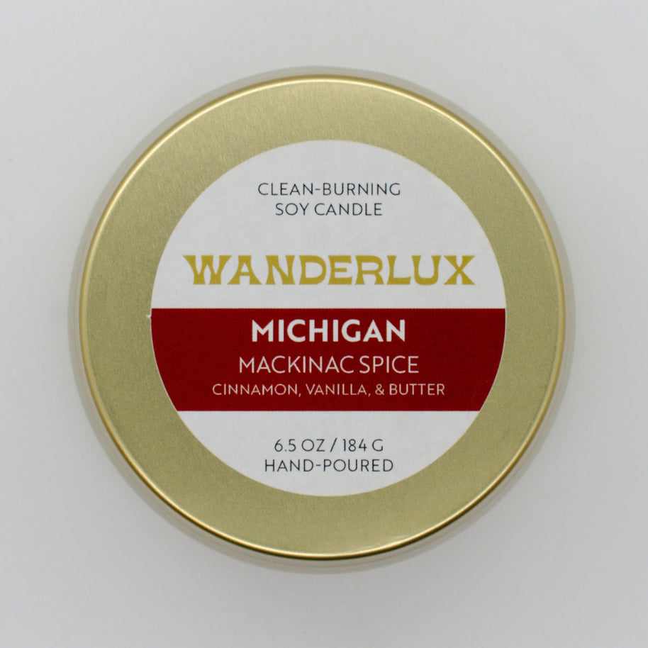 Wanderlux Michigan Mackinac Spice 6.5 Ounce Soy Candle