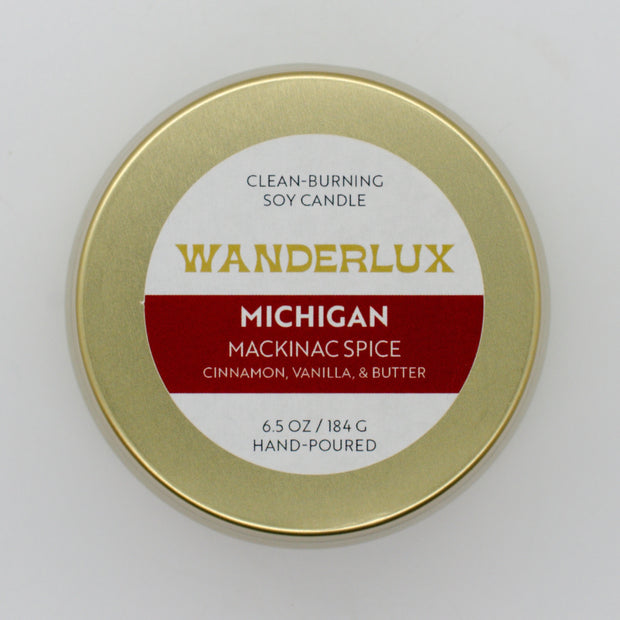 Wanderlux Michigan Mackinac Spice 6.5 Ounce Soy Candle