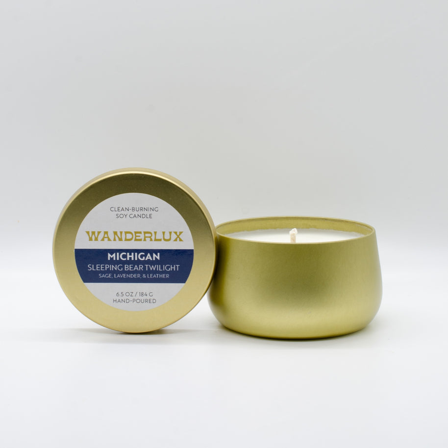 Wanderlux Michigan Sleeping Bear Twilight 6.5 Ounce Soy Candle