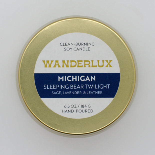 Wanderlux Michigan Sleeping Bear Twilight 6.5 Ounce Soy Candle