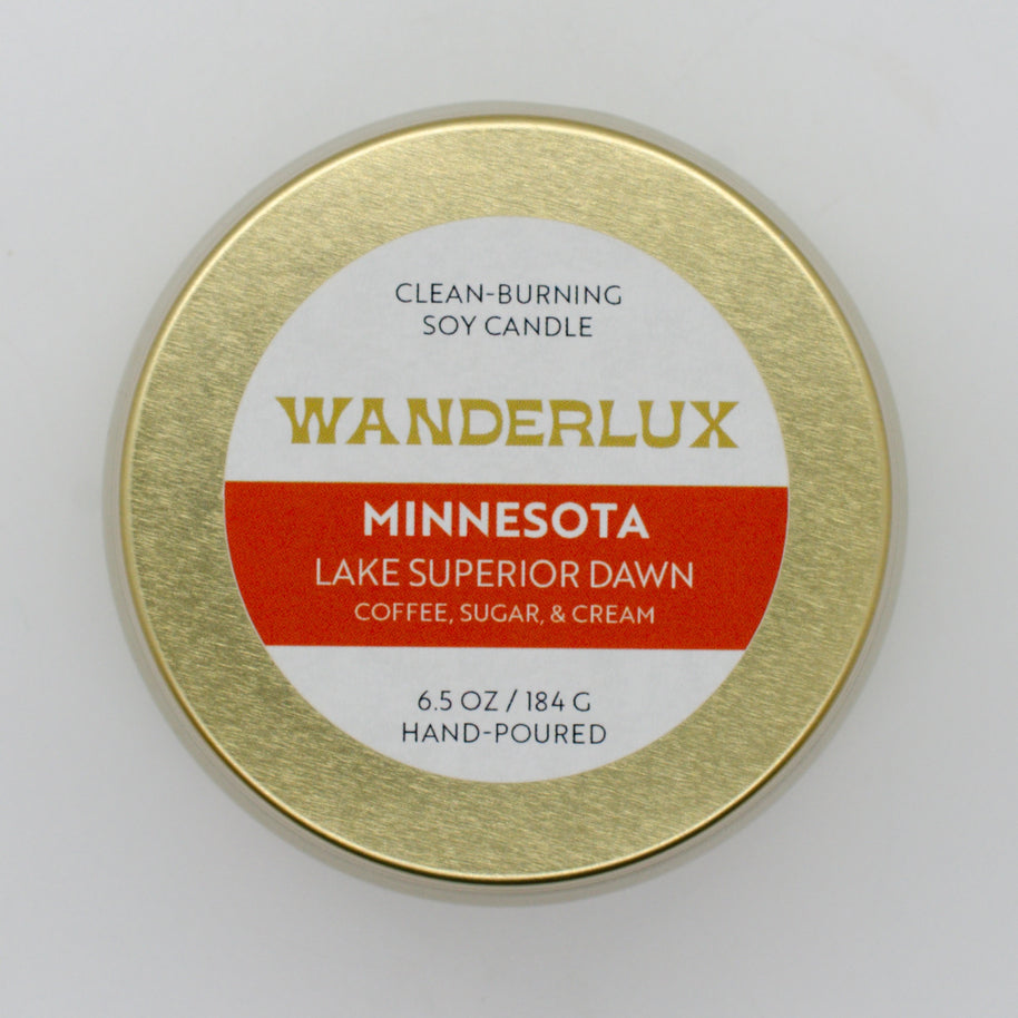 Wanderlux Minnesota Lake Superior Dawn 6.5 Ounce Soy Candle