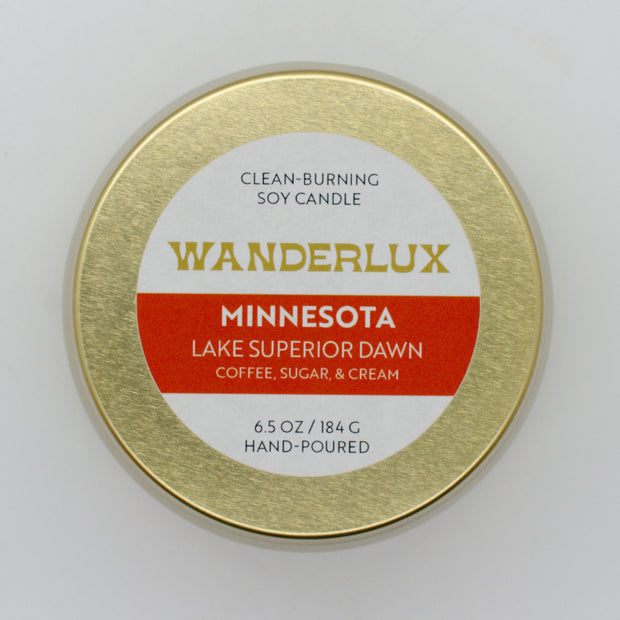 Wanderlux Minnesota Lake Superior Dawn 6.5 Ounce Soy Candle