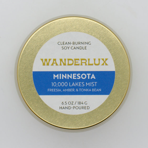 Wanderlux Minnesota 10,000 Lakes Mist 6.5 Ounce Soy Candle