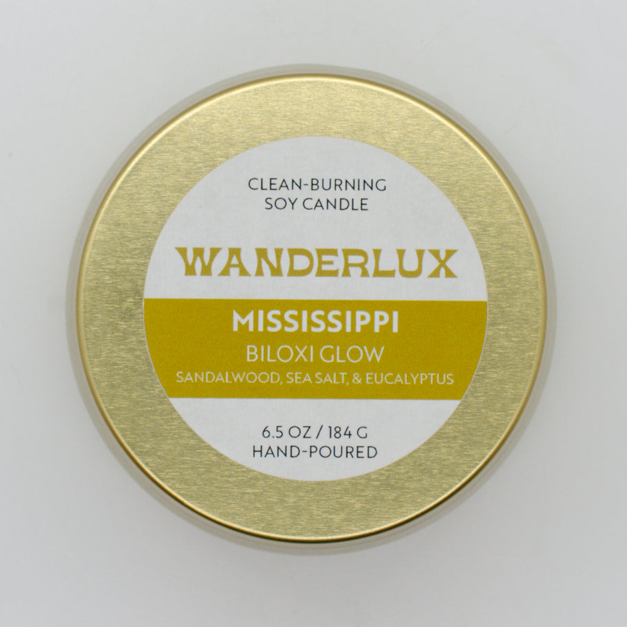Wanderlux Mississippi Biloxi Glow 6.5 Ounce Soy Candle