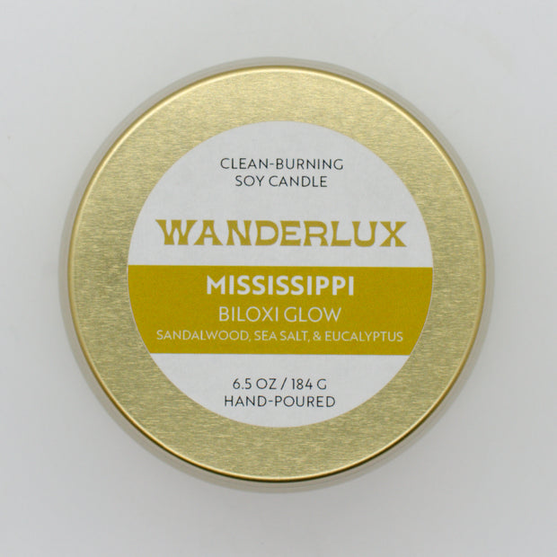 Wanderlux Mississippi Biloxi Glow 6.5 Ounce Soy Candle