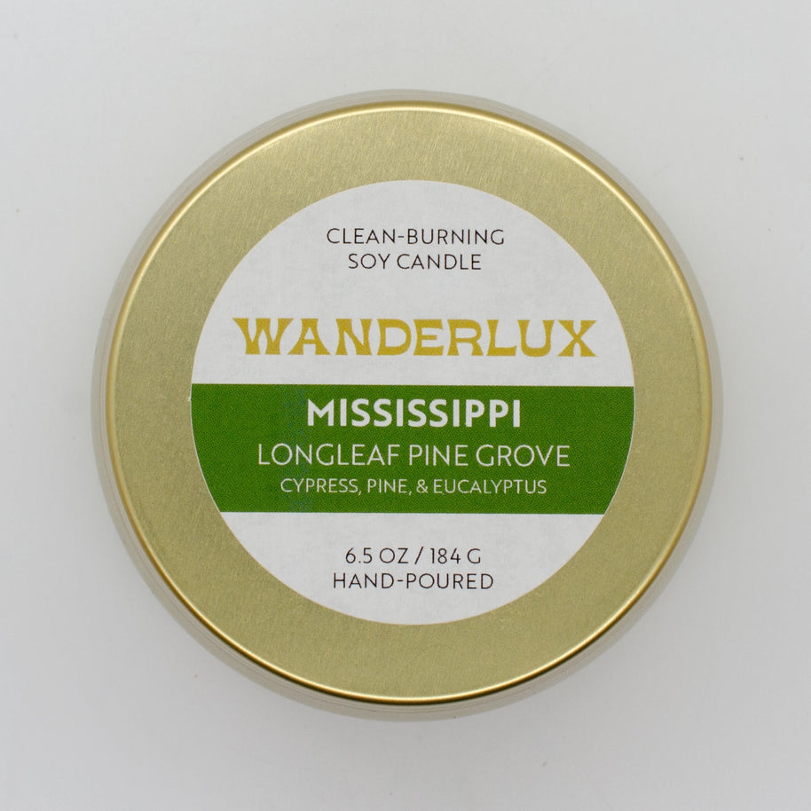 Wanderlux Mississippi Longleaf Pine Grove 6.5 Ounce Soy Candle