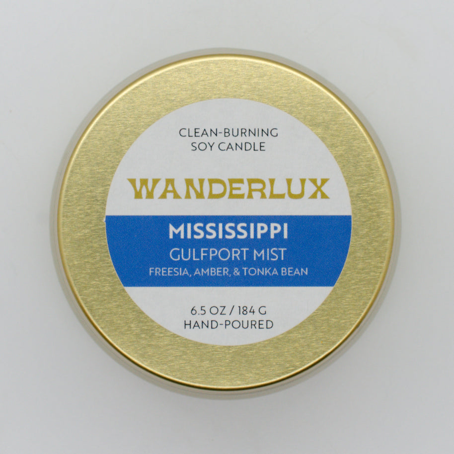 Wanderlux Mississippi Gulfport Mist 6.5 Ounce Soy Candle
