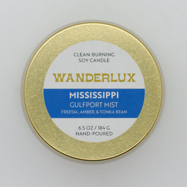 Wanderlux Mississippi Gulfport Mist 6.5 Ounce Soy Candle