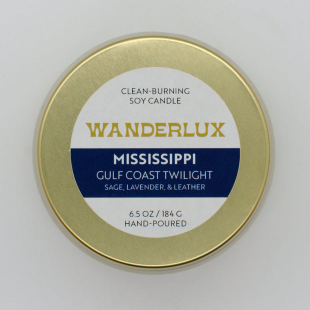 Wanderlux Mississippi Gulf Coast Twilight 6.5 Ounce Soy Candle