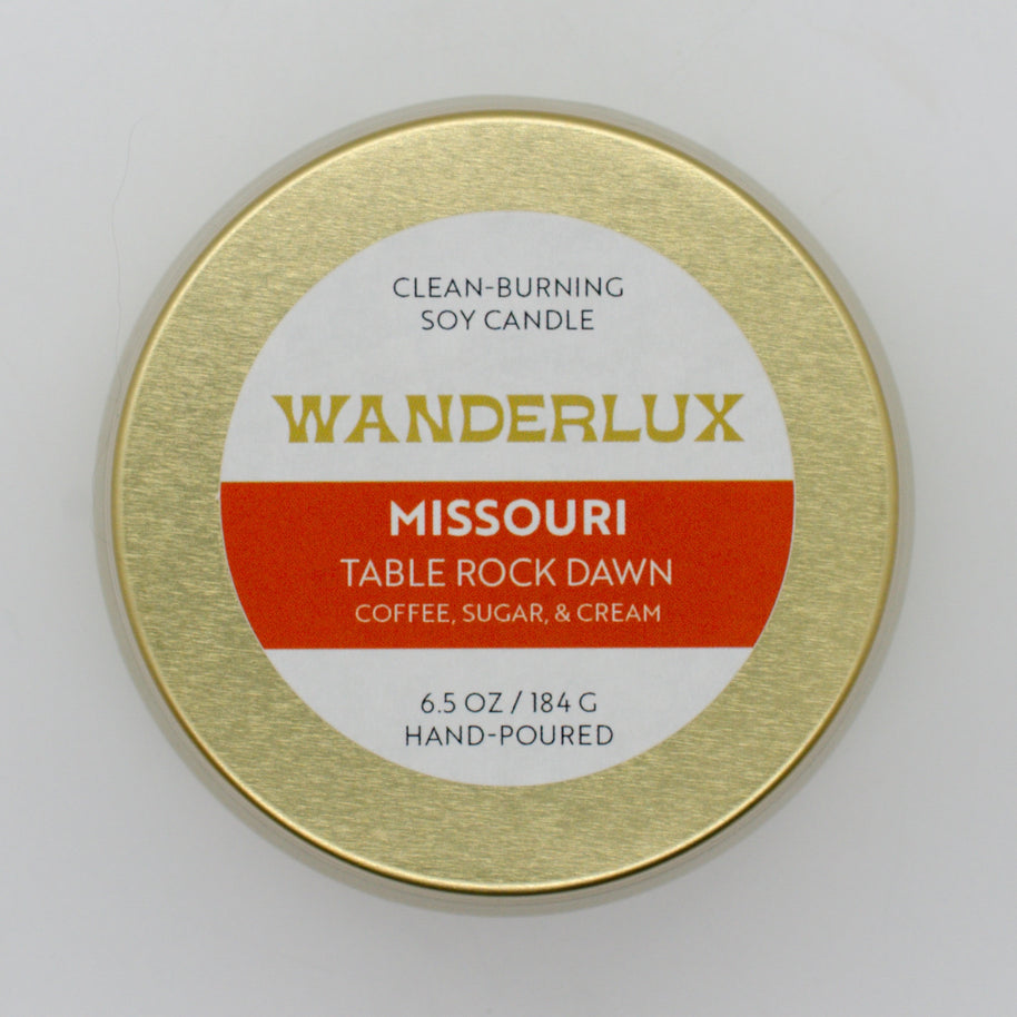 Wanderlux Missouri Table Rock Dawn 6.5 Ounce Soy Candle
