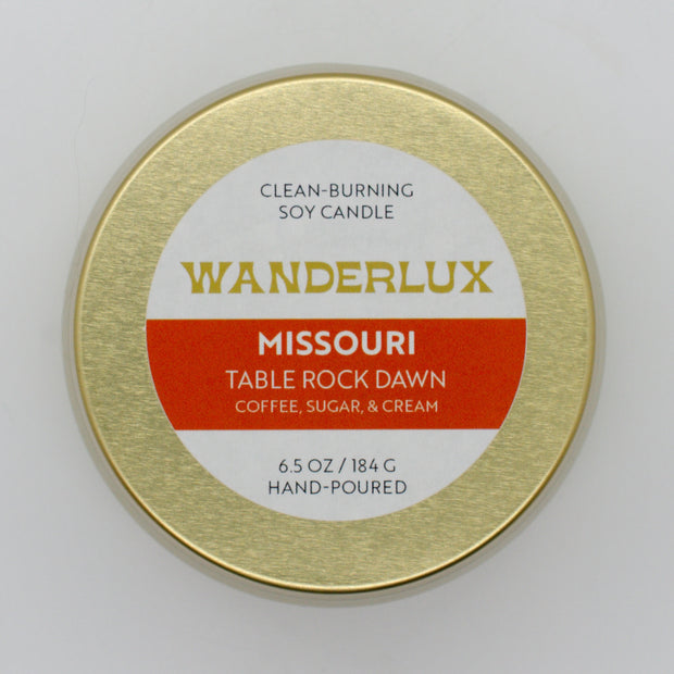 Wanderlux Missouri Table Rock Dawn 6.5 Ounce Soy Candle