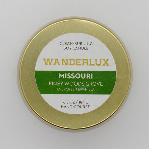 Wanderlux Missouri Piney Woods Grove 6.5 Ounce Soy Candle
