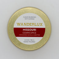 Wanderlux Missouri Ozarks Spice 6.5 Ounce Soy Candle