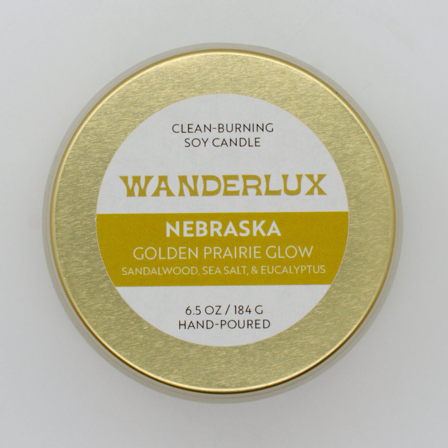 Wanderlux Nebraska Golden Prairie Glow 6.5 Ounce Soy Candle