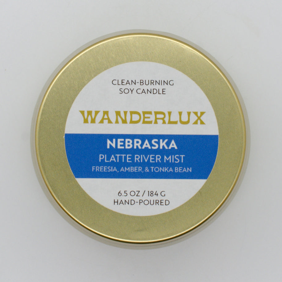 Wanderlux Nebraska Platte River Mist 6.5 Ounce Soy Candle
