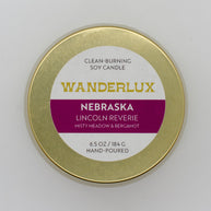 Wanderlux Nebraska Lincoln Reverie 6.5 Ounce Soy Candle