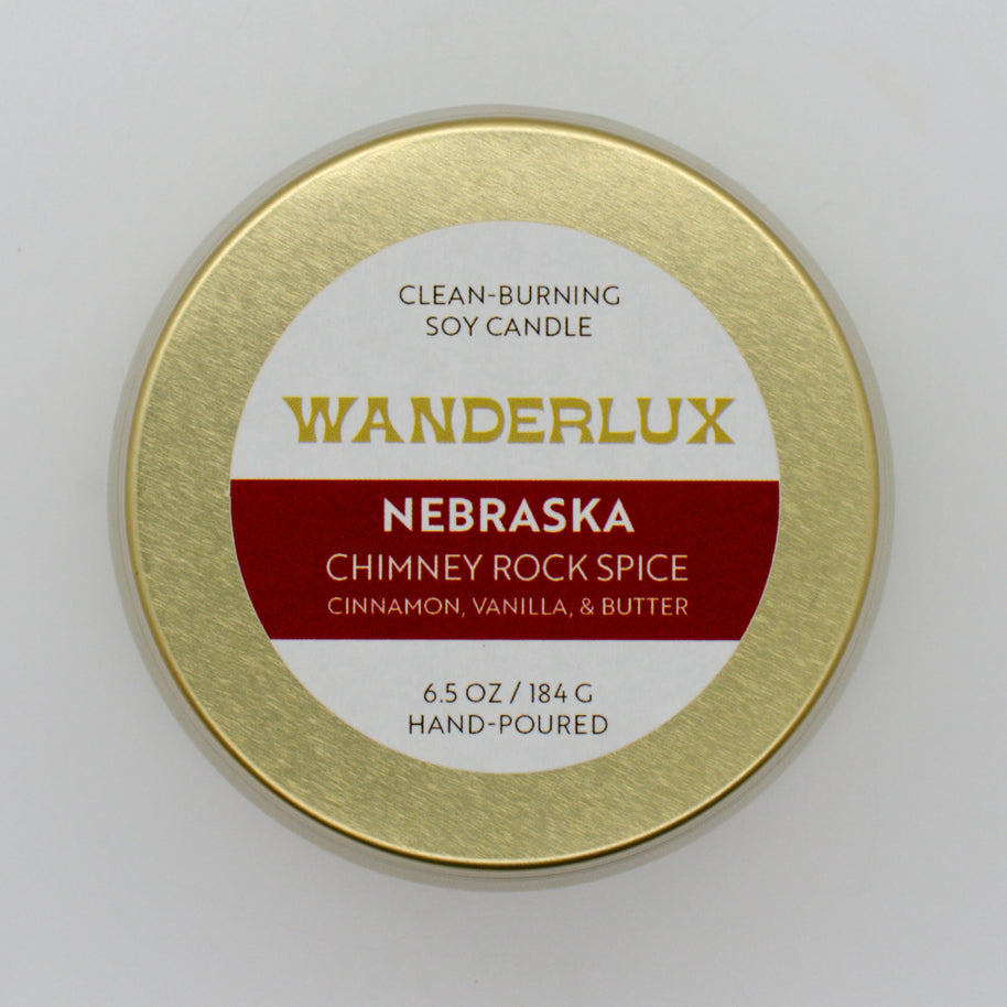 Wanderlux Nebraska Chimney Rock Spice 6.5 Ounce Soy Candle