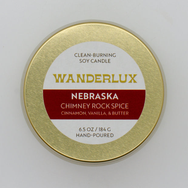 Wanderlux Nebraska Chimney Rock Spice 6.5 Ounce Soy Candle