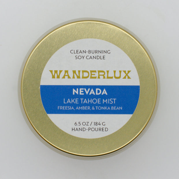 Wanderlux Nevada Lake Tahoe Mist 6.5 Ounce Soy Candle