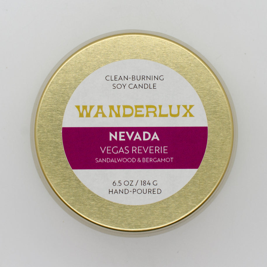 Wanderlux Nevada Las Vegas Reverie 6.5 Ounce Soy Candle