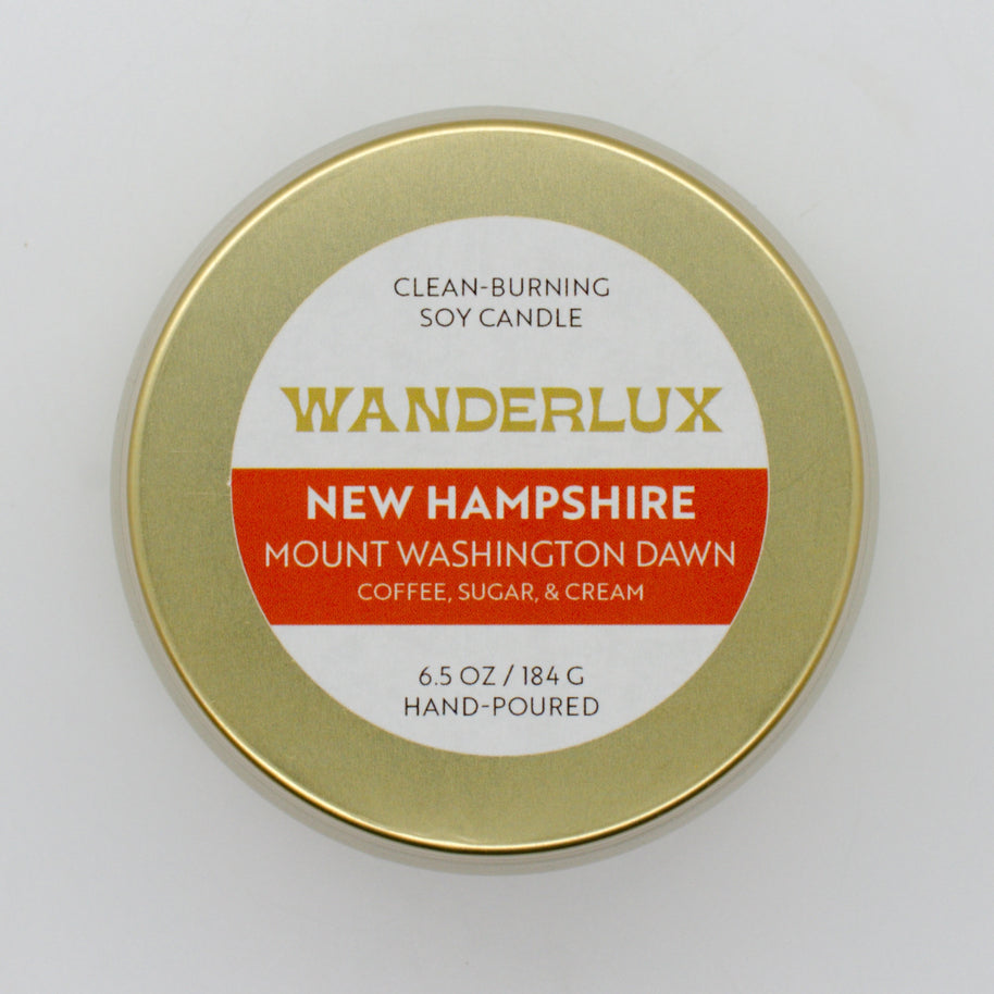 Wanderlux New Hampshire Mount Washington Dawn 6.5 Ounce Soy Candle