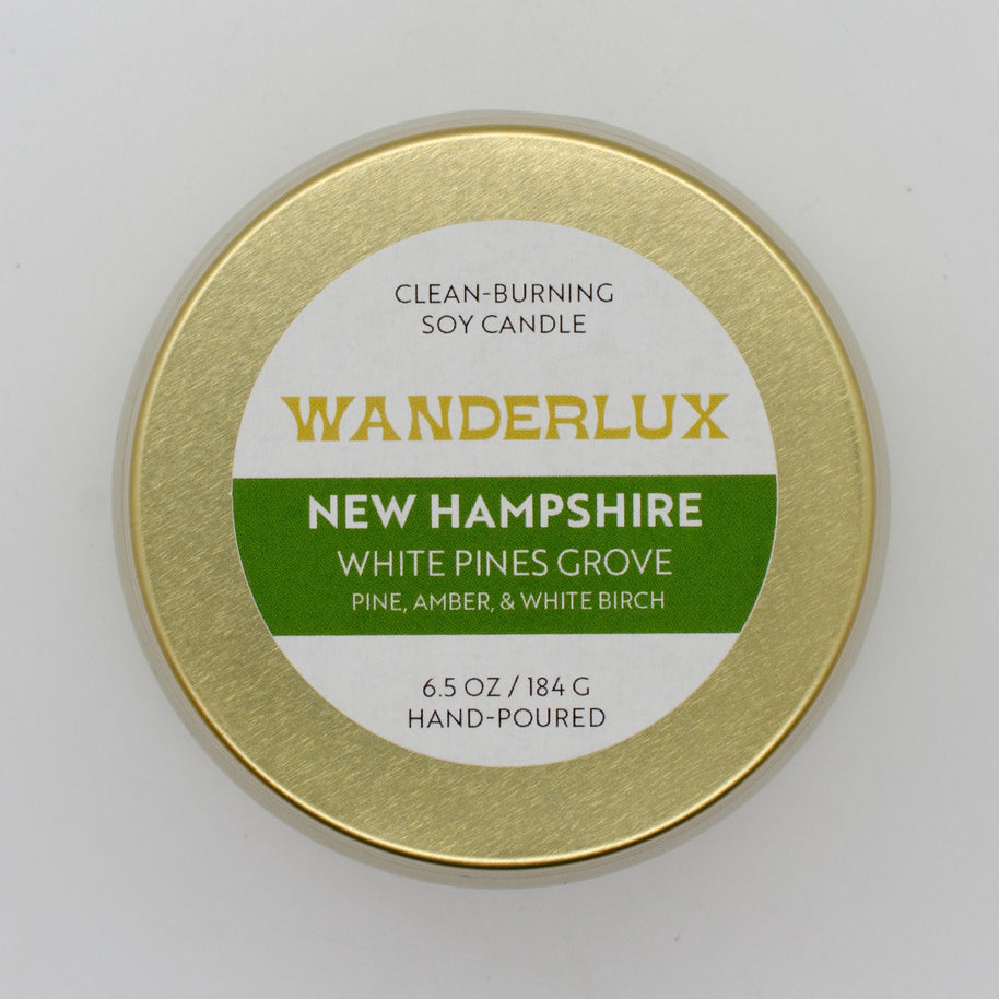 Wanderlux New Hampshire White Pines Grove 6.5 Ounce Soy Candle