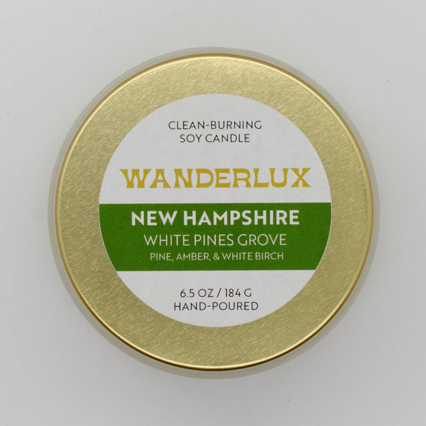 Wanderlux New Hampshire White Pines Grove 6.5 Ounce Soy Candle