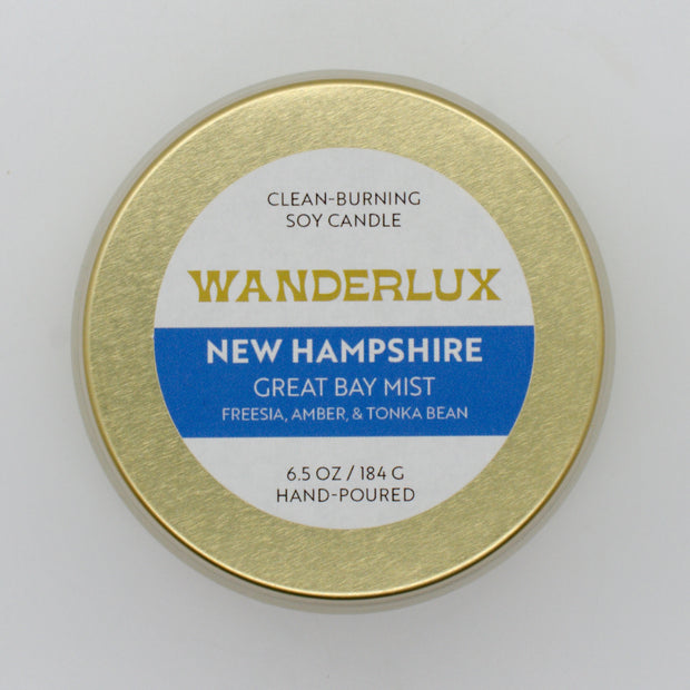 Wanderlux New Hampshire Great Bay Mist 6.5 Ounce Soy Candle