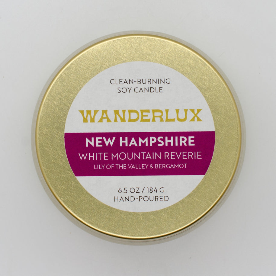 Wanderlux New Hampshire White Mountain Reverie 6.5 Ounce Soy Candle