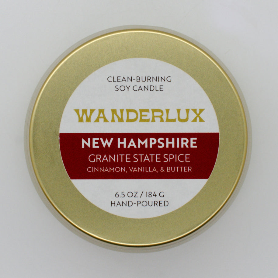 Wanderlux New Hampshire Granite State Spice 6.5 Ounce Soy Candle