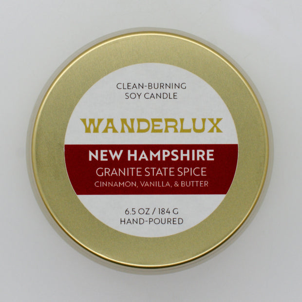 Wanderlux New Hampshire Granite State Spice 6.5 Ounce Soy Candle