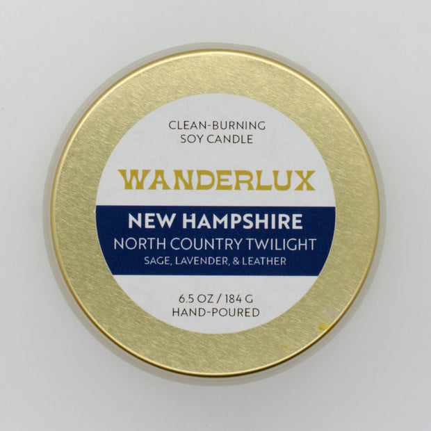 Wanderlux New Hampshire North Country Twilight 6.5 Ounce Soy Candle