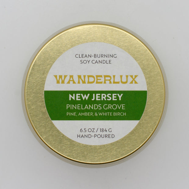 Wanderlux New Jersey Pinelands Grove 6.5 Ounce Soy Candle