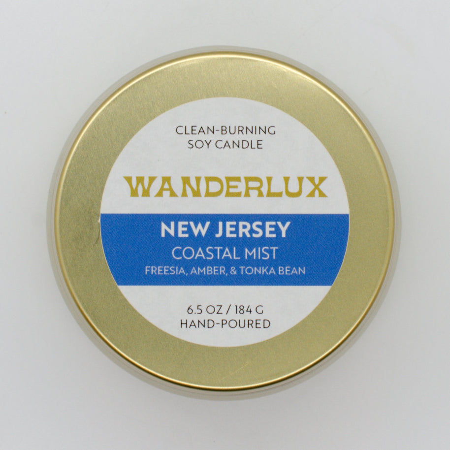 Wanderlux New Jersey Coastal Mist 6.5 Ounce Soy Candle