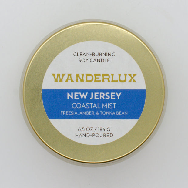 Wanderlux New Jersey Coastal Mist 6.5 Ounce Soy Candle