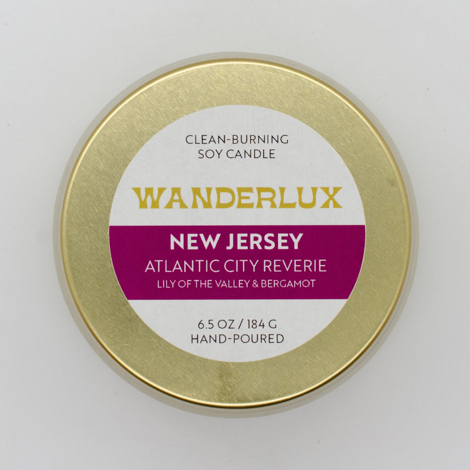 Wanderlux New Jersey Atlantic City Reverie 6.5 Ounce Soy Candle