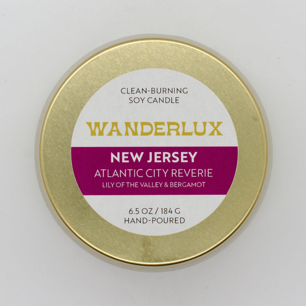 Wanderlux New Jersey Atlantic City Reverie 6.5 Ounce Soy Candle