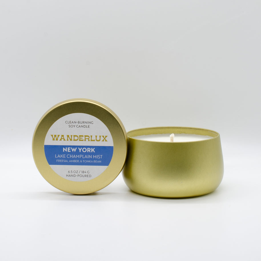 Wanderlux New York Lake Champlain Mist 6.5 Ounce Soy Candle