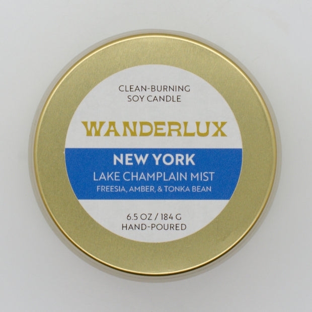 Wanderlux New York Lake Champlain Mist 6.5 Ounce Soy Candle