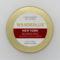 Wanderlux New York Big Apple Spice 6.5 Ounce Soy Candle