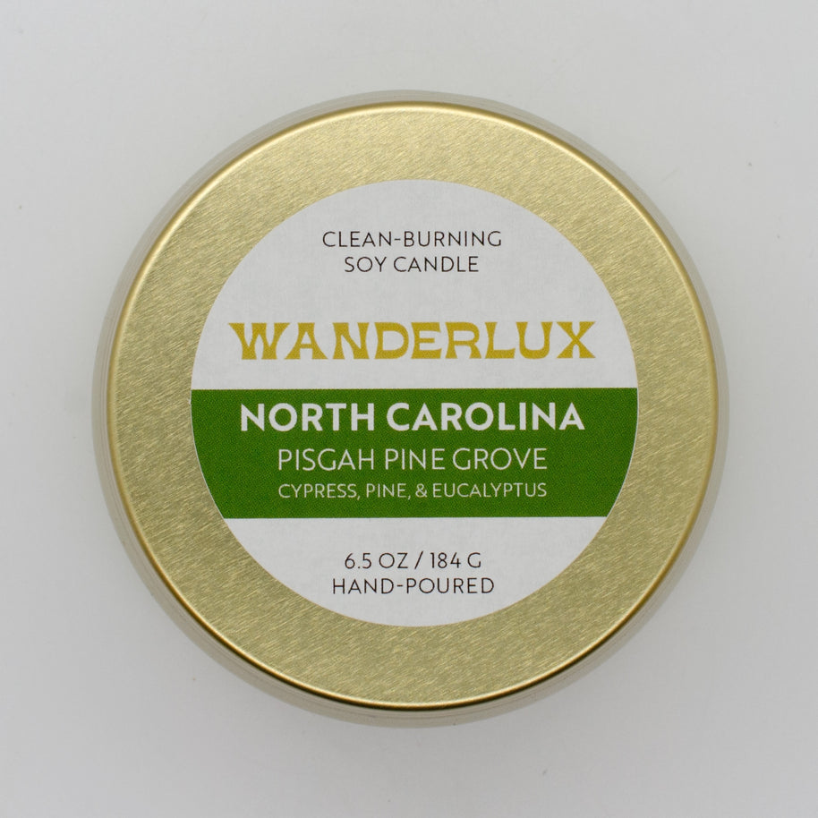 Wanderlux North Carolina Pisgah Pine Grove 6.5 Ounce Soy Candle