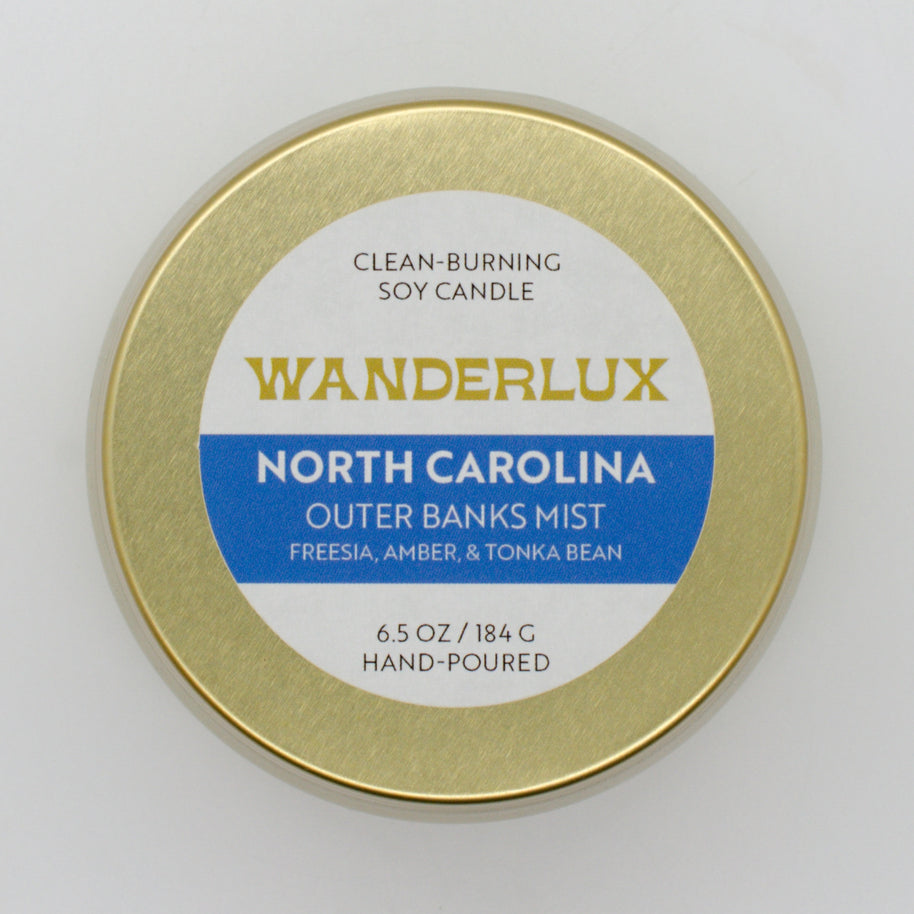 Wanderlux North Carolina Outer Banks Mist 6.5 Ounce Soy Candle