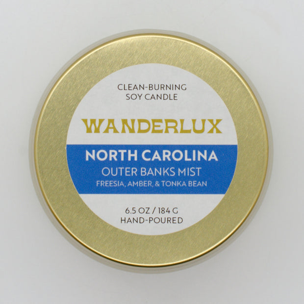Wanderlux North Carolina Outer Banks Mist 6.5 Ounce Soy Candle