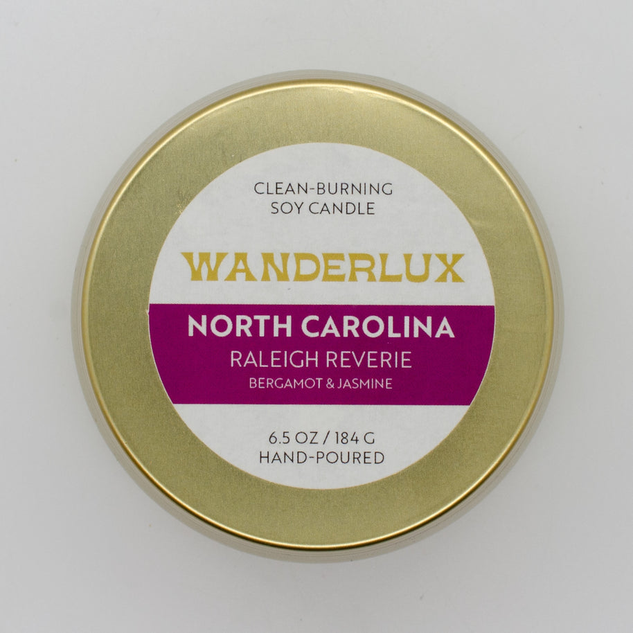 Wanderlux North Carolina Raleigh Reverie 6.5 Ounce Soy Candle