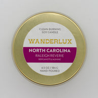 Wanderlux North Carolina Raleigh Reverie 6.5 Ounce Soy Candle