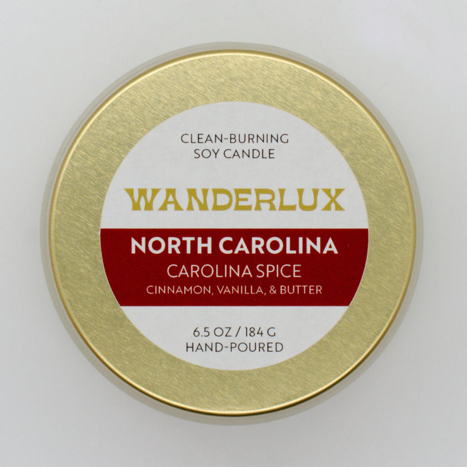 Wanderlux North Carolina Carolina Spice 6.5 Ounce Soy Candle