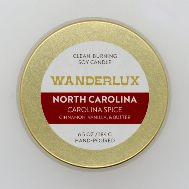 Wanderlux North Carolina Carolina Spice 6.5 Ounce Soy Candle