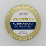 Wanderlux North Carolina Blue Ridge Twilight 6.5 Ounce Soy Candle